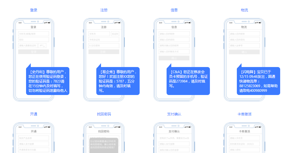 短信验证码使用场景